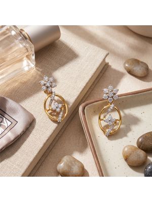 Royal Blossom Oval Diamond Drop Earrings