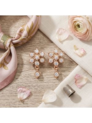 Snowflake Floral Diamond Drop Earrings