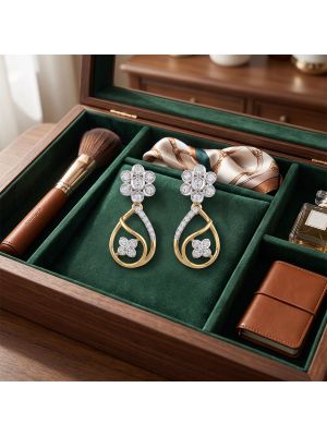 Majestic Petal Teardrop Diamond Earrings