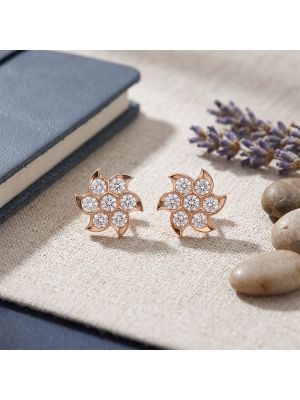 Whirlwind Floral Diamond Stud Earrings