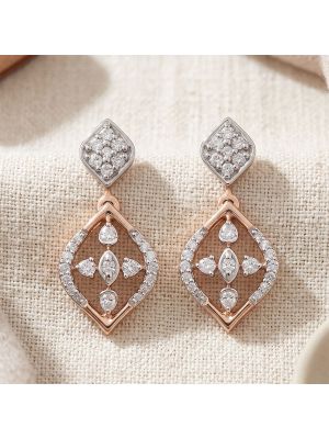 Rhombus Openwork Diamond Rose Drop Earrings