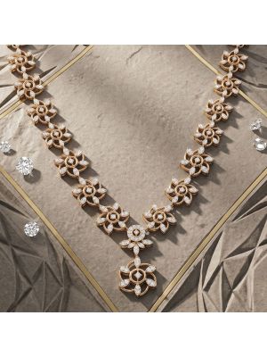 Floral Rose Gold Diamond Necklace