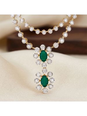 Emerald Gold Drop Diamond Necklace