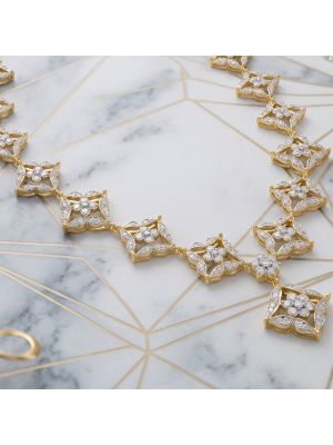 Fashional Geometric Floral Diamond Necklace