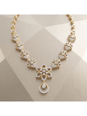 Unique Petal Crest Diamond Necklace