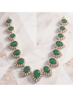 Emerald Teardrop Rose Diamond Necklace