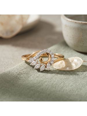 Marquise Peacock Plume Diamond Ring
