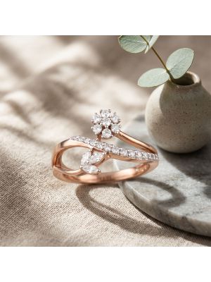 Floral Petal Marquise Rose Diamond Ring