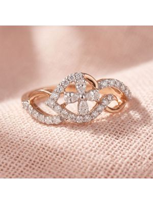 Radiant Bloom Heart Wave Diamond Ring