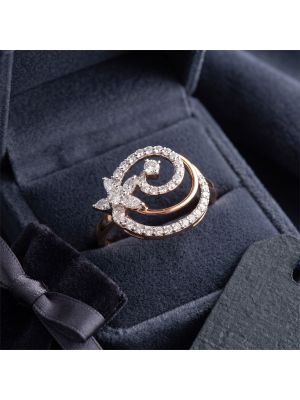 Swirling Floral Galaxy Rose Diamond Ring