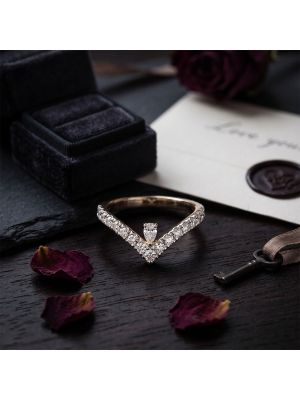 Regal Chevron Pear Diamond Ring