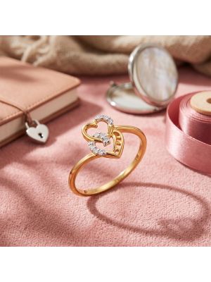 Amora Interlocking Heart Diamond Ring