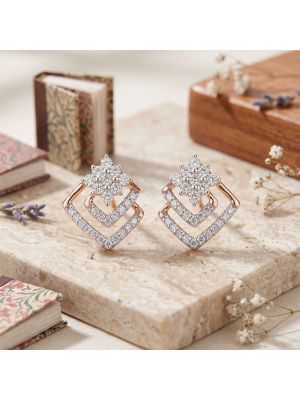 Stellar Rose Diamond Stud Earrings