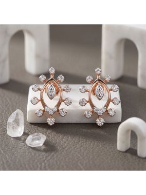 Sunburst Pear Rose Diamond Stud Earrings