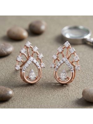 Pear Rose Diamond Stud Earrings