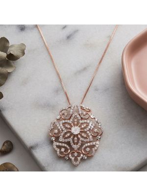 Lotus Lattice Diamond Medallion Necklace