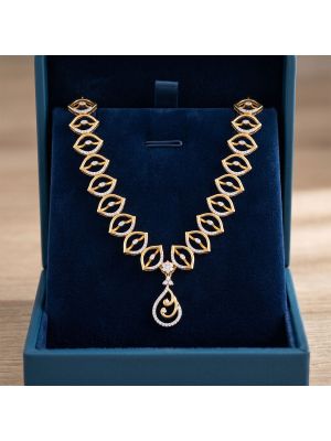 Floral Marquise Diamond Gold Necklace