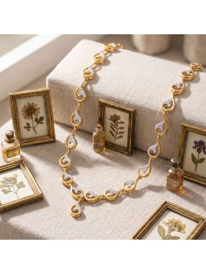 Dewdrop Paisley Diamond Gold Necklace