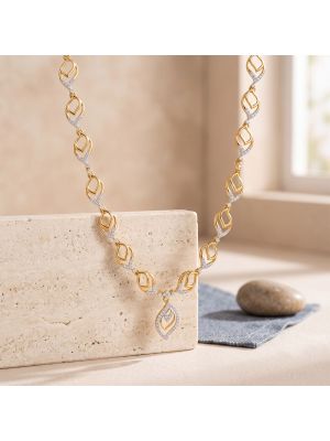 Floral Leaf Diamond Gold Necklace