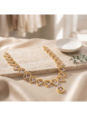 Dual Teardrop Diamond Gold Necklace