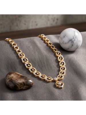 Drop Shield Diamond Gold Necklace