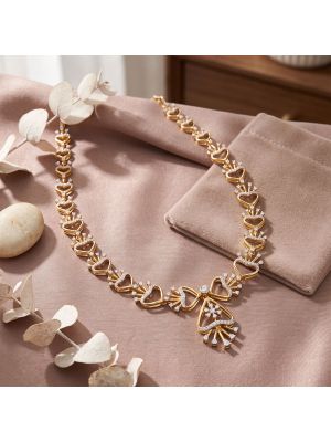 Heart Crown Diamond Gold Necklace