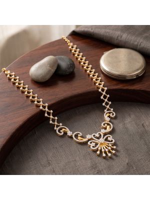 Scroll Lattice Diamond Gold Necklace