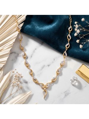 Swirl Teardrop Diamond Gold Necklace