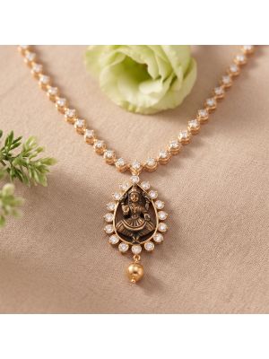 Divine Goddess Lakshmi Pendant Diamond Necklace