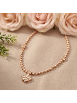Floral Cluster Rhombus Drop Diamond Necklace