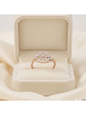 Romantic Rose Gold Floral Diamond Ring