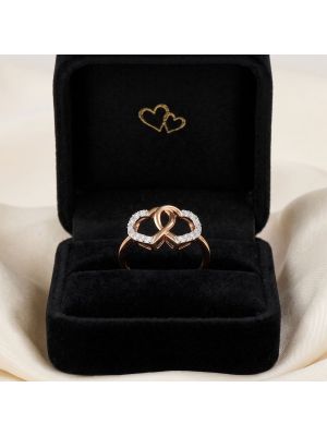 Interlocking Twin Heart Rose Diamond Ring