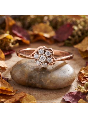 Elegant Flower Cluster Solitaire Rose Diamond Ring