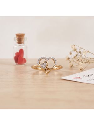 Romantic Nested Dual Heart Diamond Ring