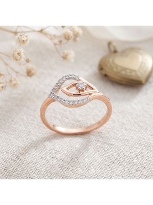 Ornate Leaf Rose Diamond Ring
