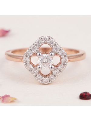 Exquisite Geometric Rose Diamond Ring