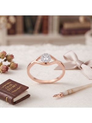 Elegant Eye Motif Solitaire Rose Diamond Ring