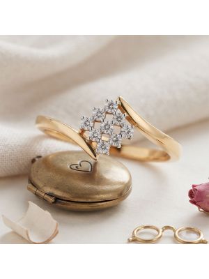 Elegant Rhombus Grid Cluster Diamond Ring