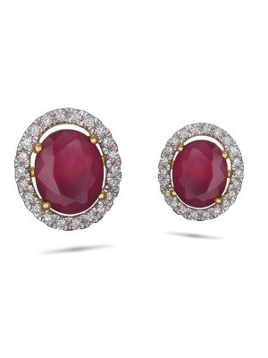 Red Stone Diamond Earring