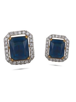 Cubic Blue Stone Diamond Earring