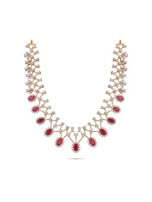 Gorgeous Red Stone Diamond Necklace