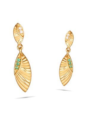 Emerald Leaf Drop Earrings