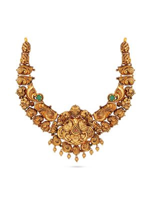 Antique Mayil Motif Embrald stone Necklace