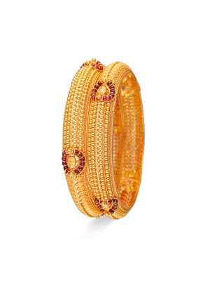 Precision Lakshmi Bangle with Red Stone Halo