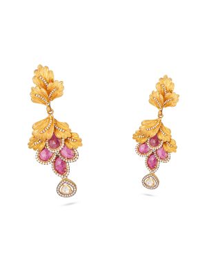 Gold Floral Balls Earrings