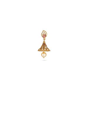 Elegant Pink Stone Bell Jhumka Earring
