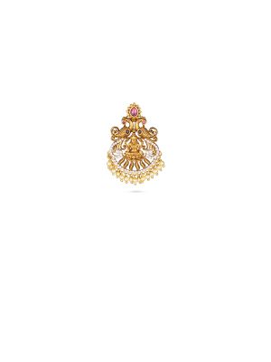 Traditional Floral Lakshmi Pearl Drop Earring