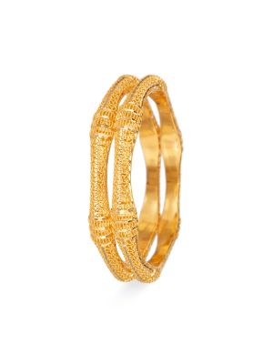 Artisan Gold Hexagon Pattern Bangle