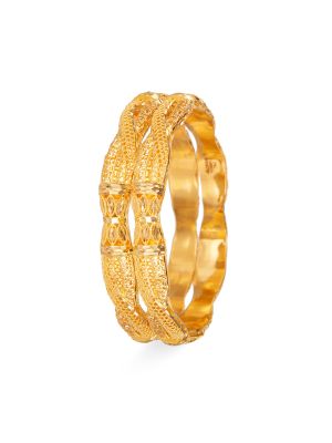 Wavy Textured Gold Bangle