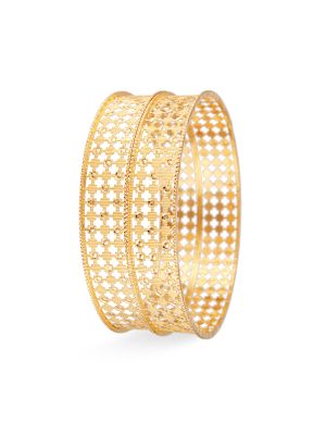 Delicate Grid Pattern Gold Bangle